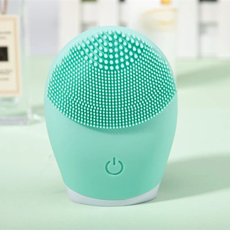 Sonic facial cleansing brush by DoubleMfashion with soft bristles and ergonomic design for effective skincare.