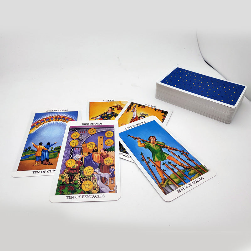 English Fate Divination Tarot Card set by DoubleMfashion displayed with intricate designs and vibrant colors.