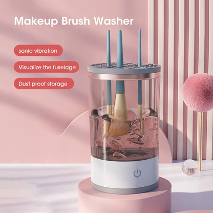 Electric Makeup Brush Cleaner by DoubleMfashion with a sleek design and rotating bowl for effective cleaning.