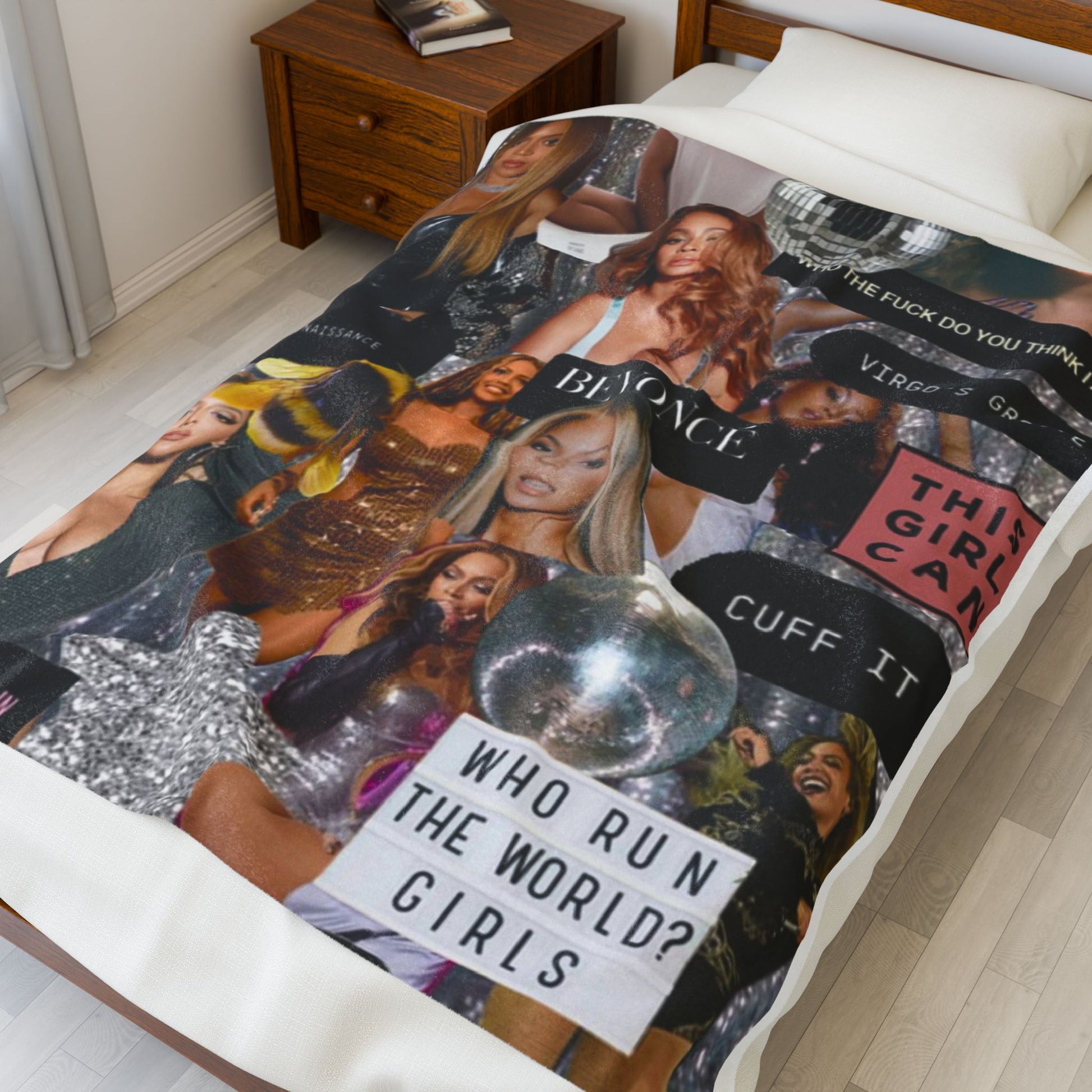 Soft velveteen plush blanket with all over prints by Printify, showcasing vibrant colors and cozy texture.