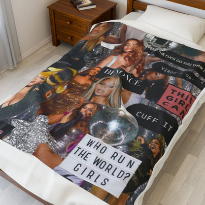 Soft velveteen plush blanket with all over prints by Printify, showcasing vibrant colors and cozy texture.