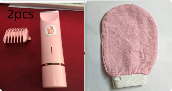 DoubleMfashion 2-in-1 women's electric shaver with double head for body and pubic hair trimming, wet and dry use.