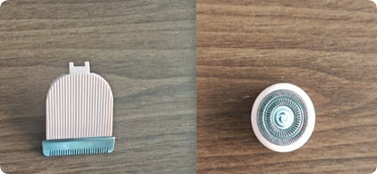 DoubleMfashion 2-in-1 electric shaver with dual heads for women's private and body hair trimming, suitable for wet and dry use.