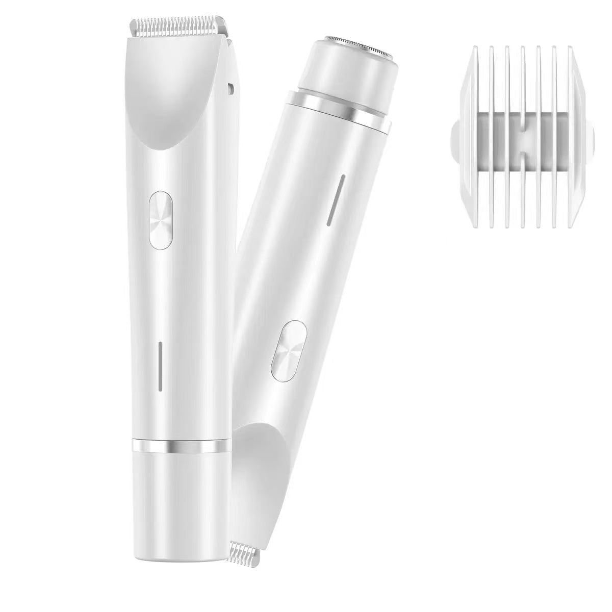 DoubleMfashion 2-in-1 hair remover with double head shaver for women's private and body hair, suitable for wet and dry use.