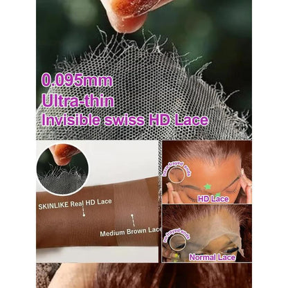 Brown deep curly wig by DoubleMfashion, featuring voluminous curls and a natural-looking hairline.