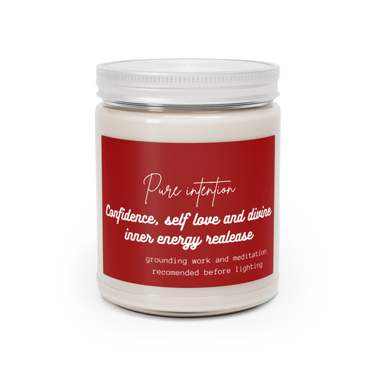 Scented soy jar candle by Printify, featuring scents of confidence, self-love, and inner energy in a decorative home decor style.