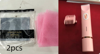 DoubleMfashion 2-in-1 hair remover with double head shaver for women's body and pubic hair trimming, wet/dry use.