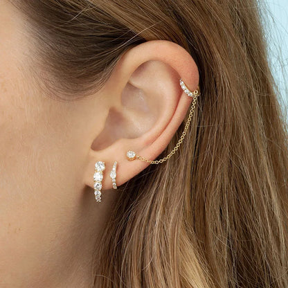 925 Sterling Silver minimalist crystal stud earrings for women, featuring a sleek needle design ideal for elegant occasions.