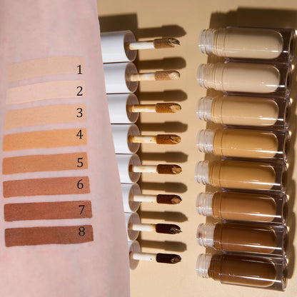 8-color waterproof concealer set with liquid and stick formulas for flawless, long-lasting coverage on diverse skin tones.