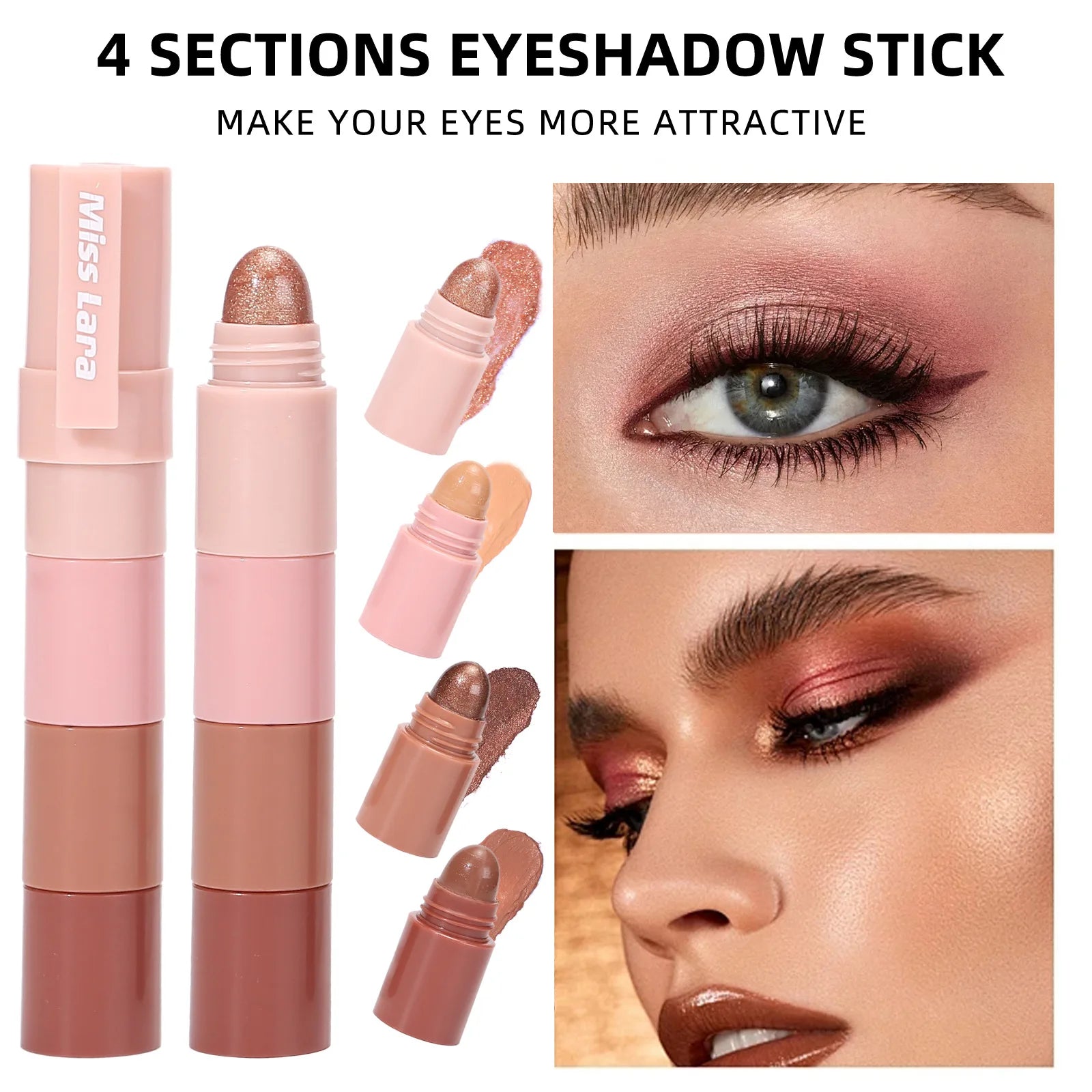 Matte velvet and pearlescent 2-in-1 lipstick and eyeshadow set by Yiwu Lezhuang in a compact design for on-the-go beauty.