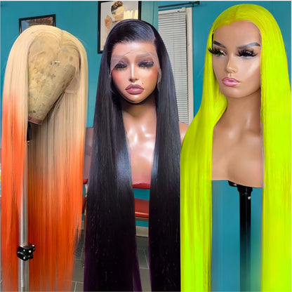 13x4 Raw Indian lace frontal wig in HD transparent style, featuring straight and curly textures for Black women.