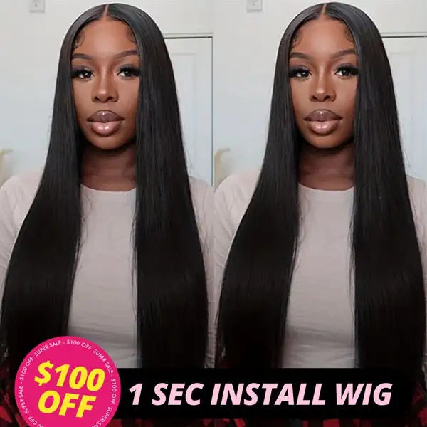 Glueless HD transparent lace frontal wig with Brazilian straight curly hair, ideal for black women, by DoubleMfashion.