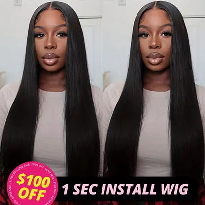 Glueless HD transparent lace frontal wig with Brazilian straight curly hair, ideal for black women, by DoubleMfashion.