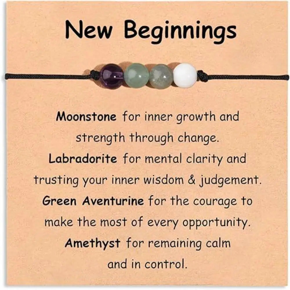 Adjustable handmade healing crystal bracelet from DoubleMfashion, featuring elegant stones for anxiety relief and protection.