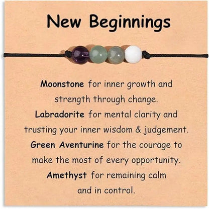 Adjustable handmade healing crystal bracelet from DoubleMfashion, featuring elegant stones for anxiety relief and protection.