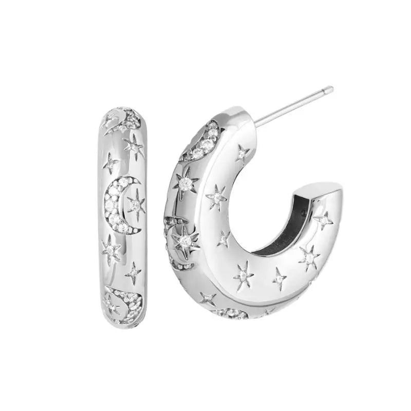 Minimalist crystal stud earrings in 925 sterling silver for women, showcasing a sleek design perfect for parties.