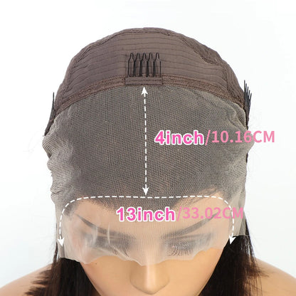 Highlight red straight bob wig with 13x4 transparent lace frontal for women by DoubleMfashion.