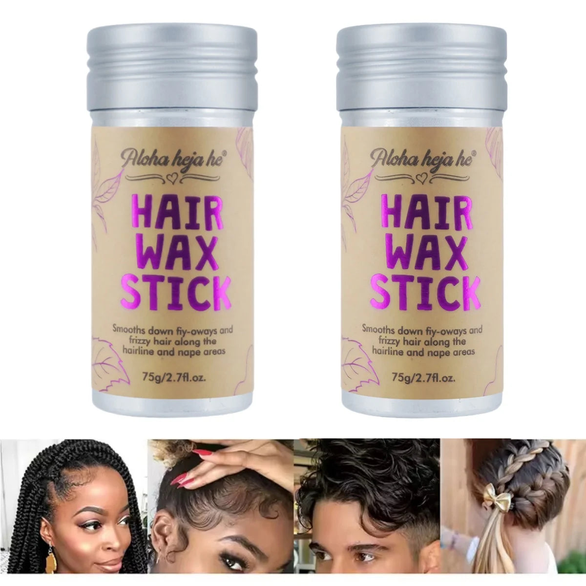 Kit de coiffure DoubleMfashion avec bâton de cire et brosses lissantes pour femmes et petites filles, idéal pour les perruques.