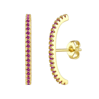 Minimalist 925 sterling silver needle stud earrings with crystals, perfect for women and elegant party wear from DoubleMfashion.