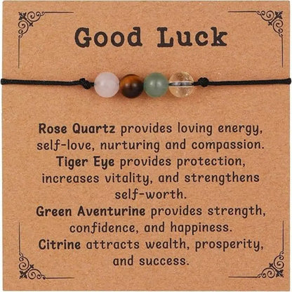 Handmade DoubleMfashion adjustable prayer healing crystal bracelet with elegant stones for anxiety relief and spiritual protection.