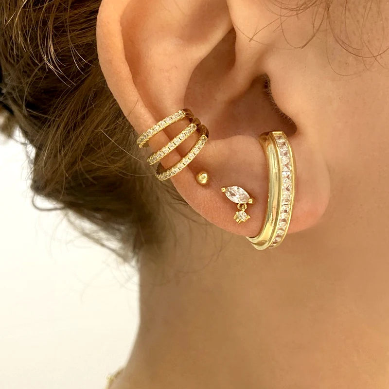 Minimalist 925 Sterling Silver needle stud earrings with crystal accents, designed for women’s luxury jewelry collection.