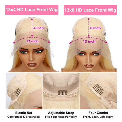 Honey blonde lace front wig with dark roots, straight Brazilian Remy hair, 13x4 for women by DoubleMfashion.