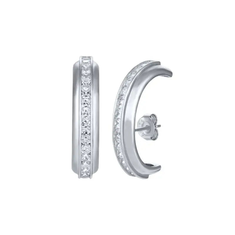 925 sterling silver minimalist crystal stud earrings for women, featuring a delicate needle design and elegant shine.
