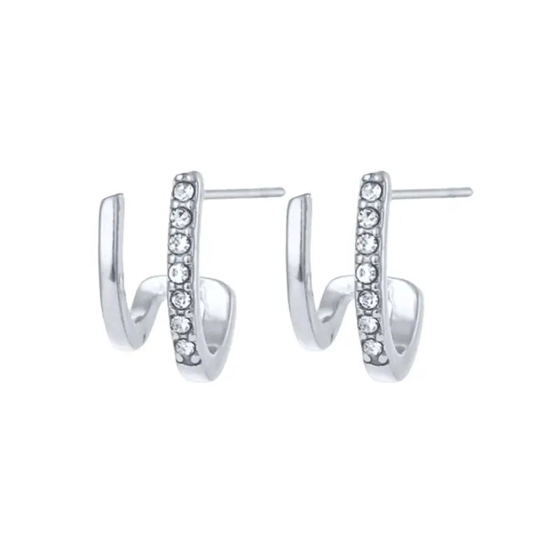 925 Sterling Silver minimalist crystal stud earrings for women, showcasing a sleek design perfect for parties and luxury occasions.