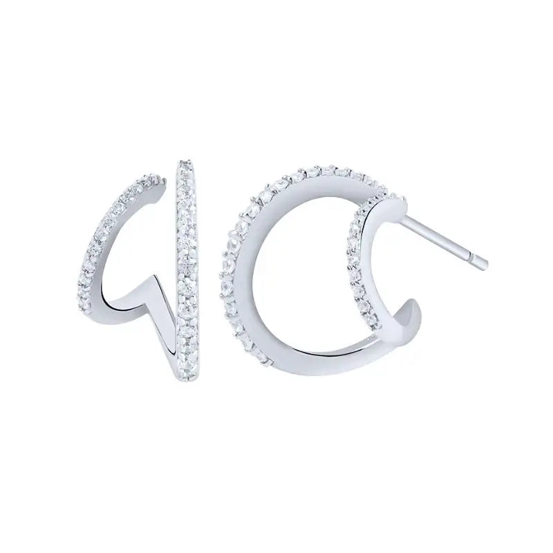 925 sterling silver minimalist crystal stud earrings by DoubleMfashion, featuring a sleek design perfect for women.