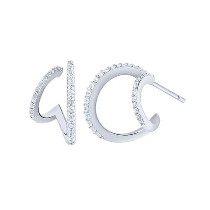 925 sterling silver minimalist crystal stud earrings by DoubleMfashion, featuring a sleek design perfect for women.