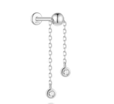 CANNER 925 Sterling Silver eight-pointed star CZ earring featuring a tassel chain, ideal for women's fine jewelry.