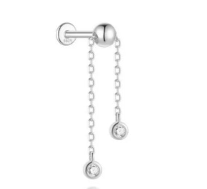 CANNER 925 Sterling Silver eight-pointed star CZ earring featuring a tassel chain, ideal for women's fine jewelry.