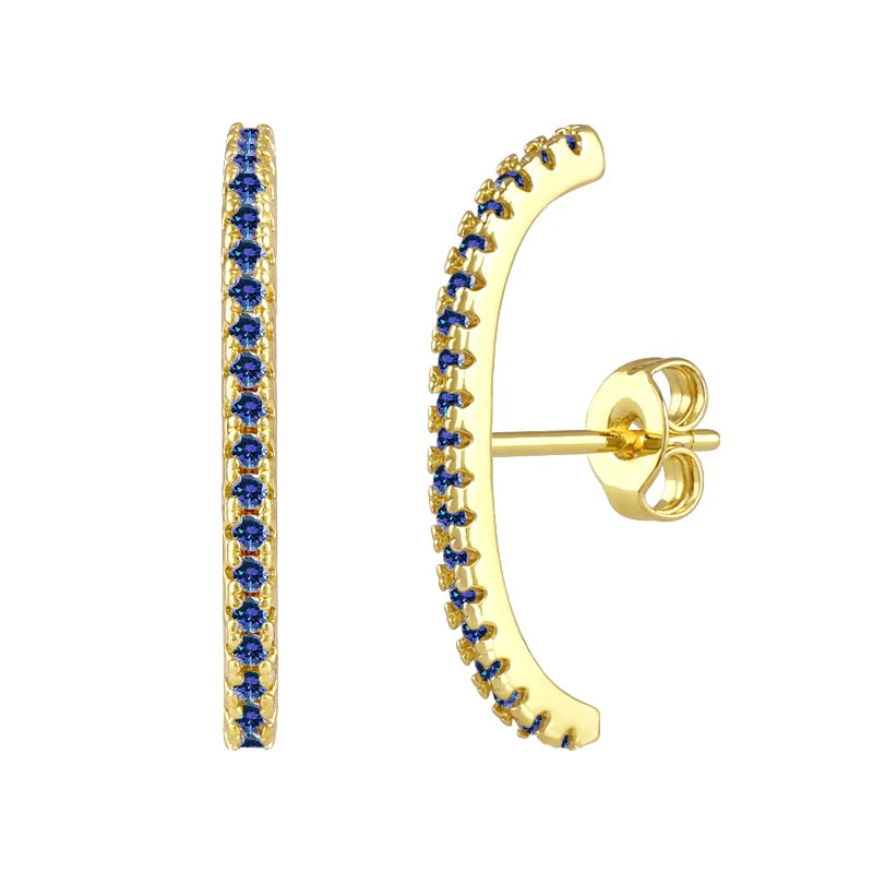 925 sterling silver minimalist crystal stud earrings for women, showcasing a sleek design ideal for parties and luxury wear.