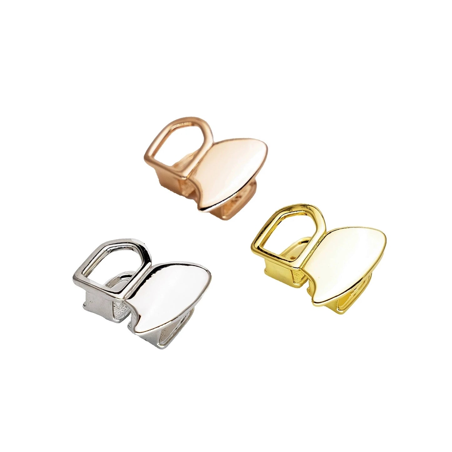 TOPGRILLZ glossy 3pcs double hollow teeth grillz set for vampire costumes, featuring fangs for Halloween and Christmas.