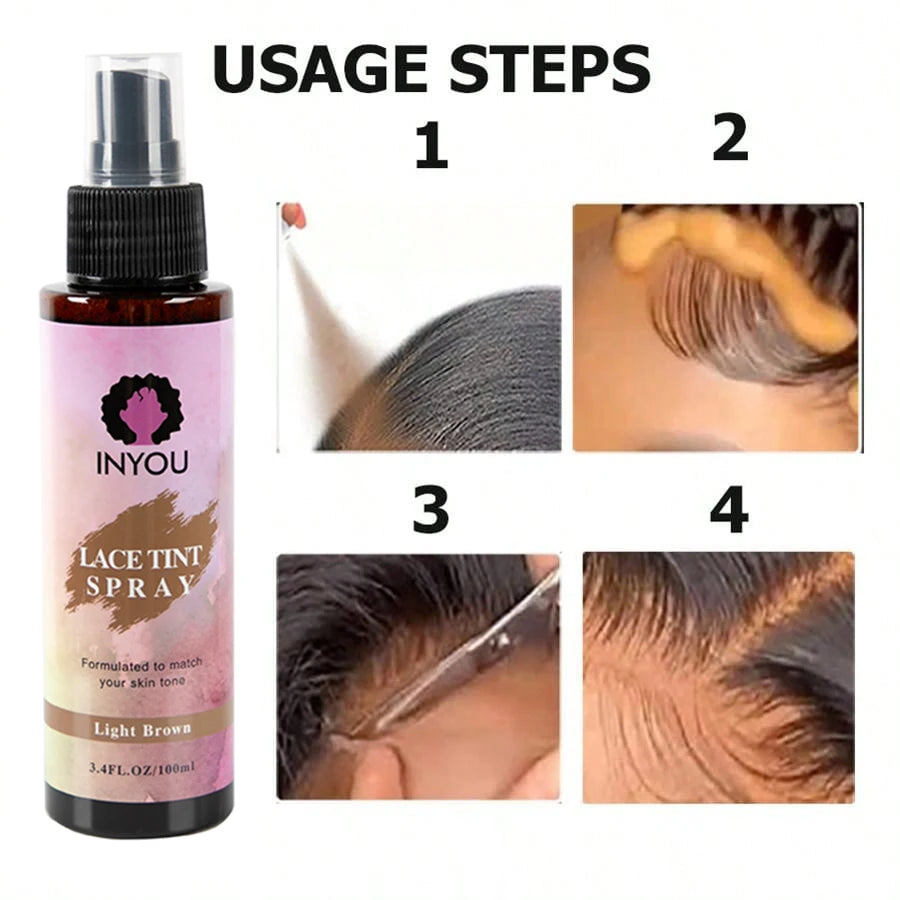 Kit de colle pour perruque Lace Wig DoubleMfashion avec spray de teinte, outils d'installation et adhésif en 6 pièces.