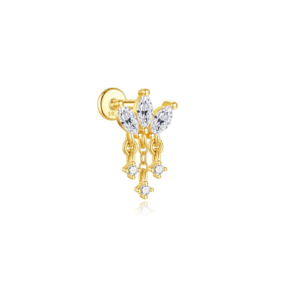 CANNER 925 Sterling Silver eight-pointed star CZ piercing earring with tassel chain, showcasing fine jewelry design.