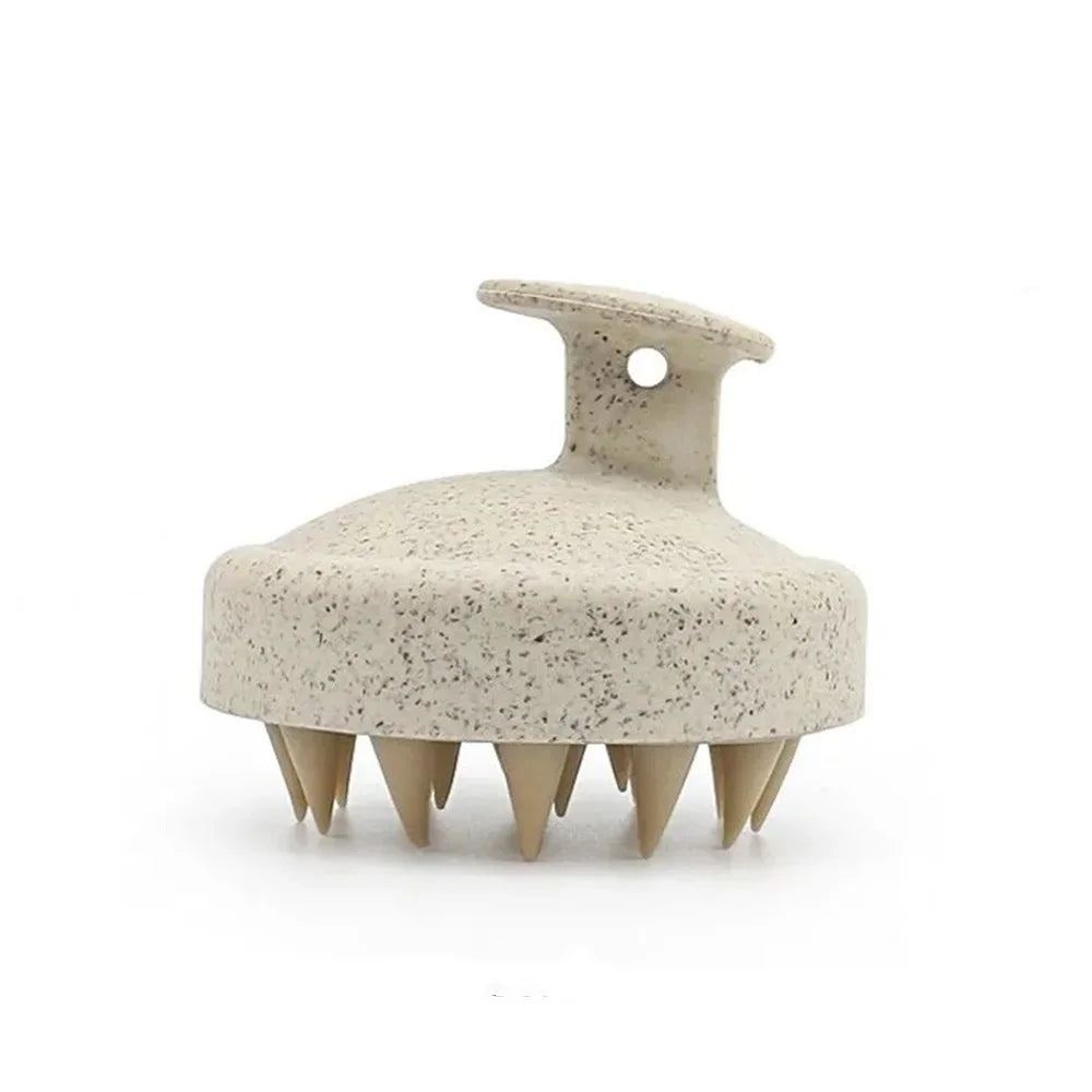 DoubleMfashion silicone scalp massage brush with soft bristles in a vibrant color, ideal for relaxing scalp stimulation.