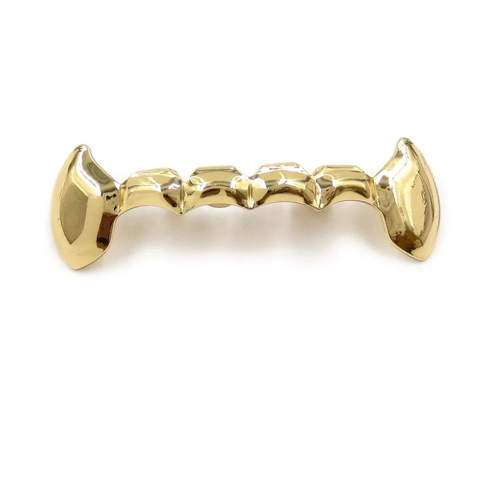 TOPGRILLZ 3pcs DIY double hollow teeth grillz set, showcasing fangs for Halloween and Christmas celebrations.