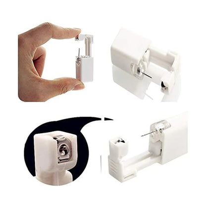 Disposable ear piercing gun kit by DoubleMfashion with multiple earrings and body jewelry tools in a compact set.