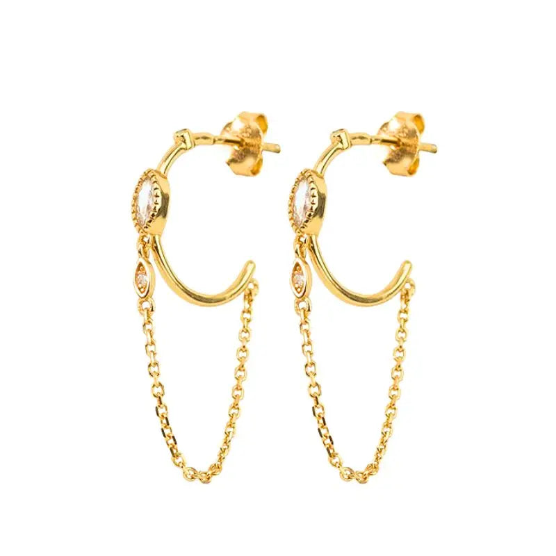 Minimalist 925 sterling silver needle stud earrings with crystals, designed for women, ideal for parties and luxury wear.