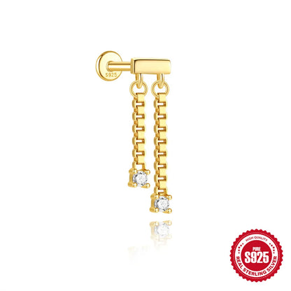 CANNER sterling silver eight-pointed star earring with CZ, featuring a tassel chain design for women.