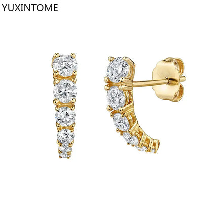 925 Sterling Silver minimalist crystal stud earrings for women, featuring a sleek needle design and luxurious finish.