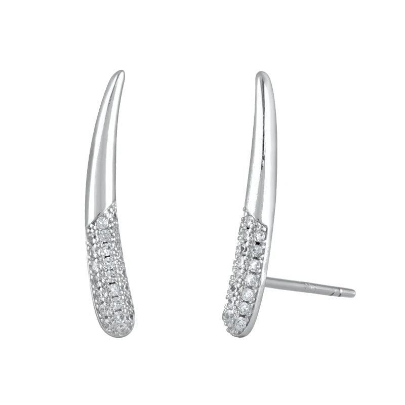 Minimalist 925 sterling silver needle stud earrings with crystal for women, perfect for parties and luxury jewelry styling.