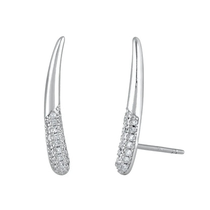 Minimalist 925 sterling silver needle stud earrings with crystal for women, perfect for parties and luxury jewelry styling.