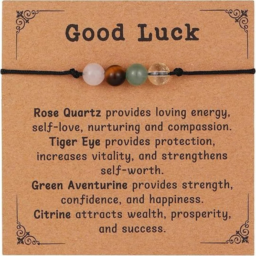 Handmade DoubleMfashion adjustable prayer healing crystal bracelet with elegant stones for anxiety relief and protection.