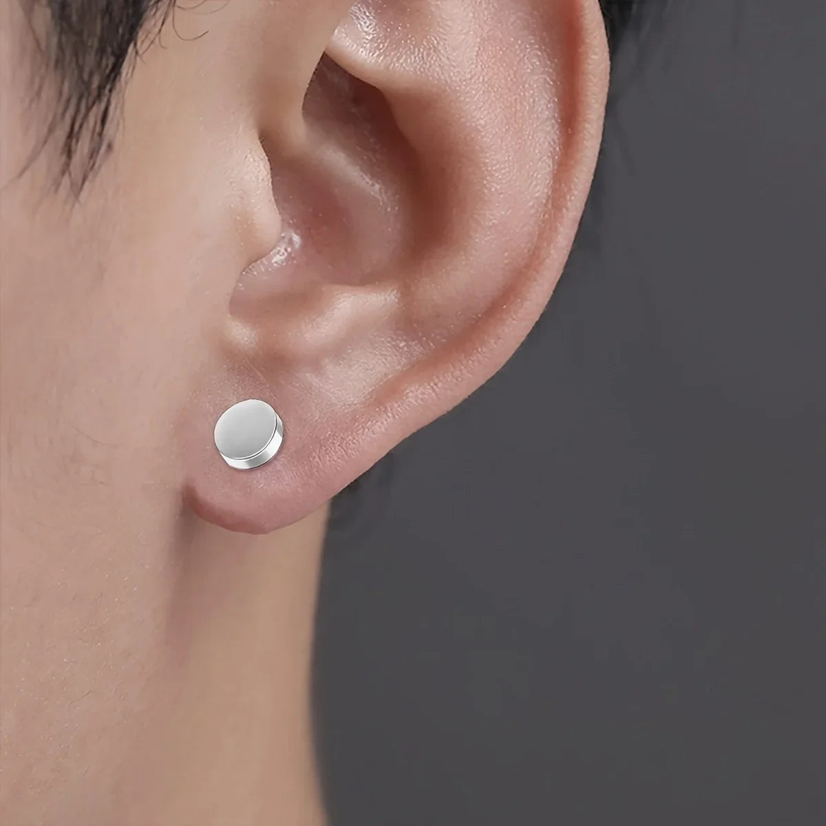 Crystal magnetic ear stud clip earrings by DoubleMfashion, featuring round zircon design, suitable for men and women.