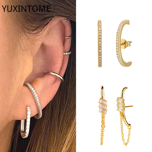 Sterling silver minimalist crystal stud earrings for women, featuring a sleek design perfect for parties and luxury occasions.