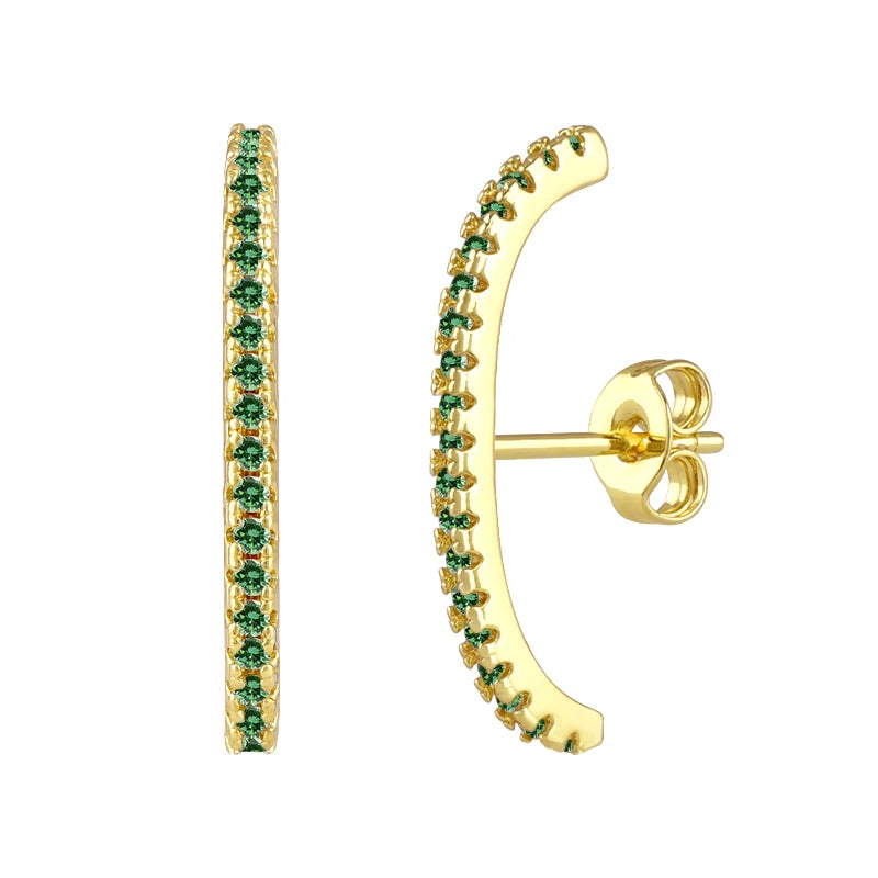 Minimalist 925 sterling silver needle stud earrings with crystal, perfect for women’s piercing and luxury jewelry.