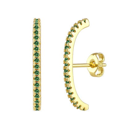 Minimalist 925 sterling silver needle stud earrings with crystal, perfect for women’s piercing and luxury jewelry.