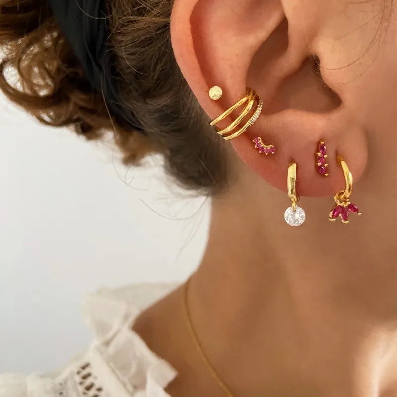 925 sterling silver minimalist crystal stud earrings for women, featuring a sleek design perfect for parties and luxury occasions.